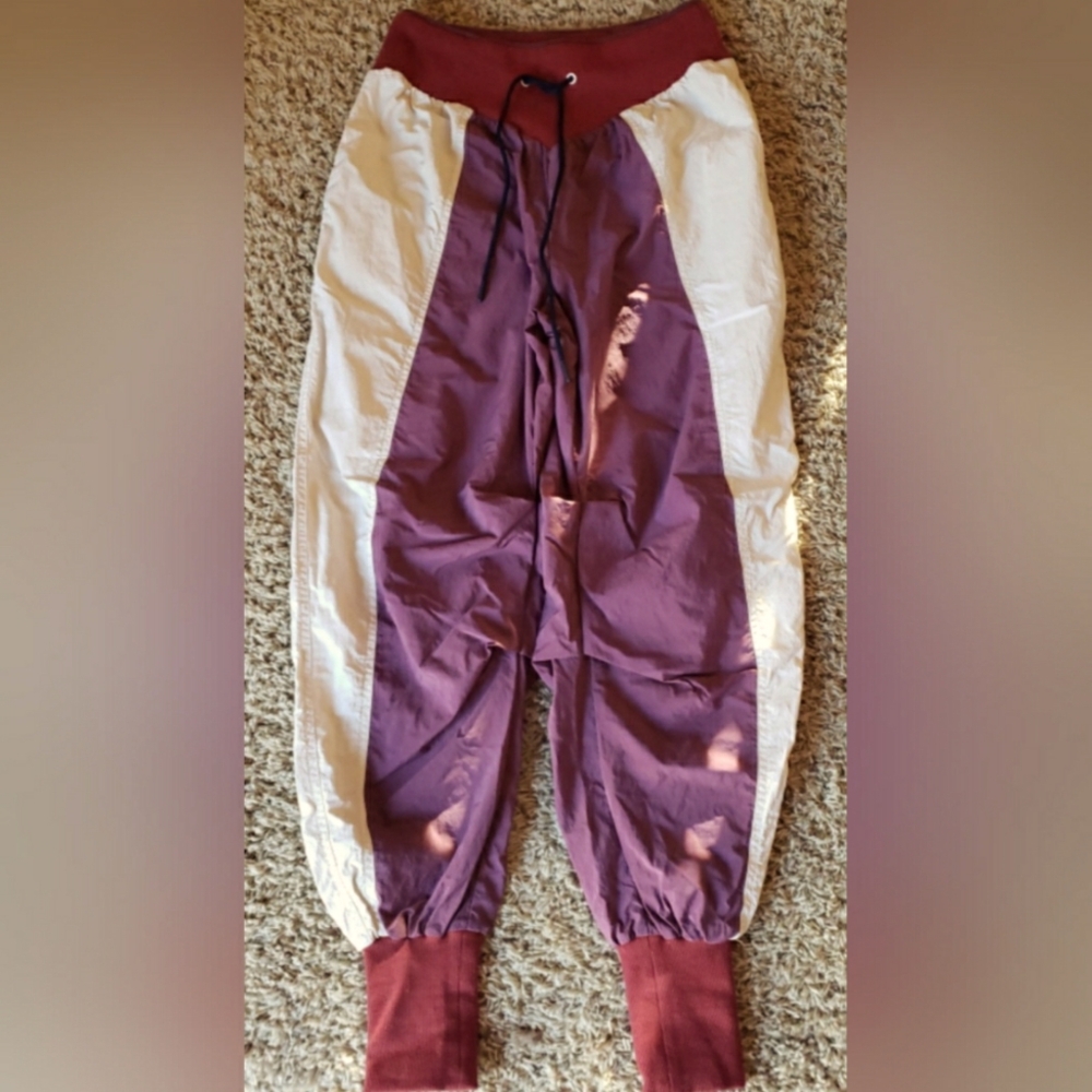 FP Movement Burgundy and Cream Jogger Pants